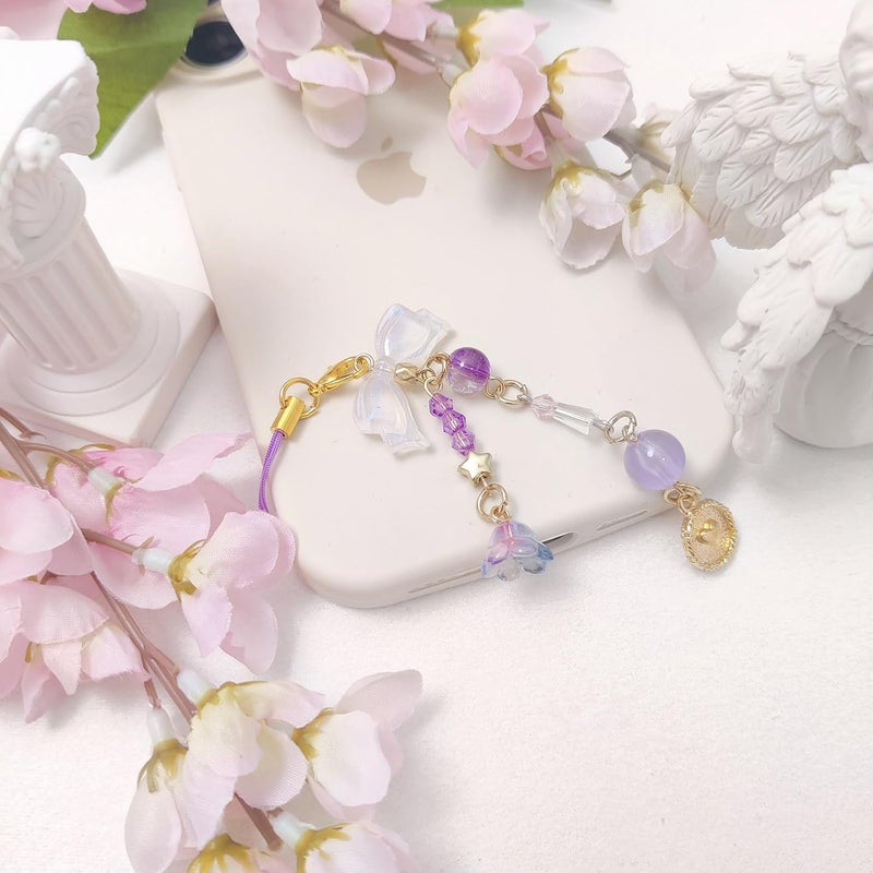cioatu 1-4PCS Cute Phone Charms Aesthetic Y2K Cell Phone Charms Strap Pink Strawberry Butterfly Star PhoneCharm Y2K Accessories for Bag Keychain Airpods Camera Pendants Decor - Image 2